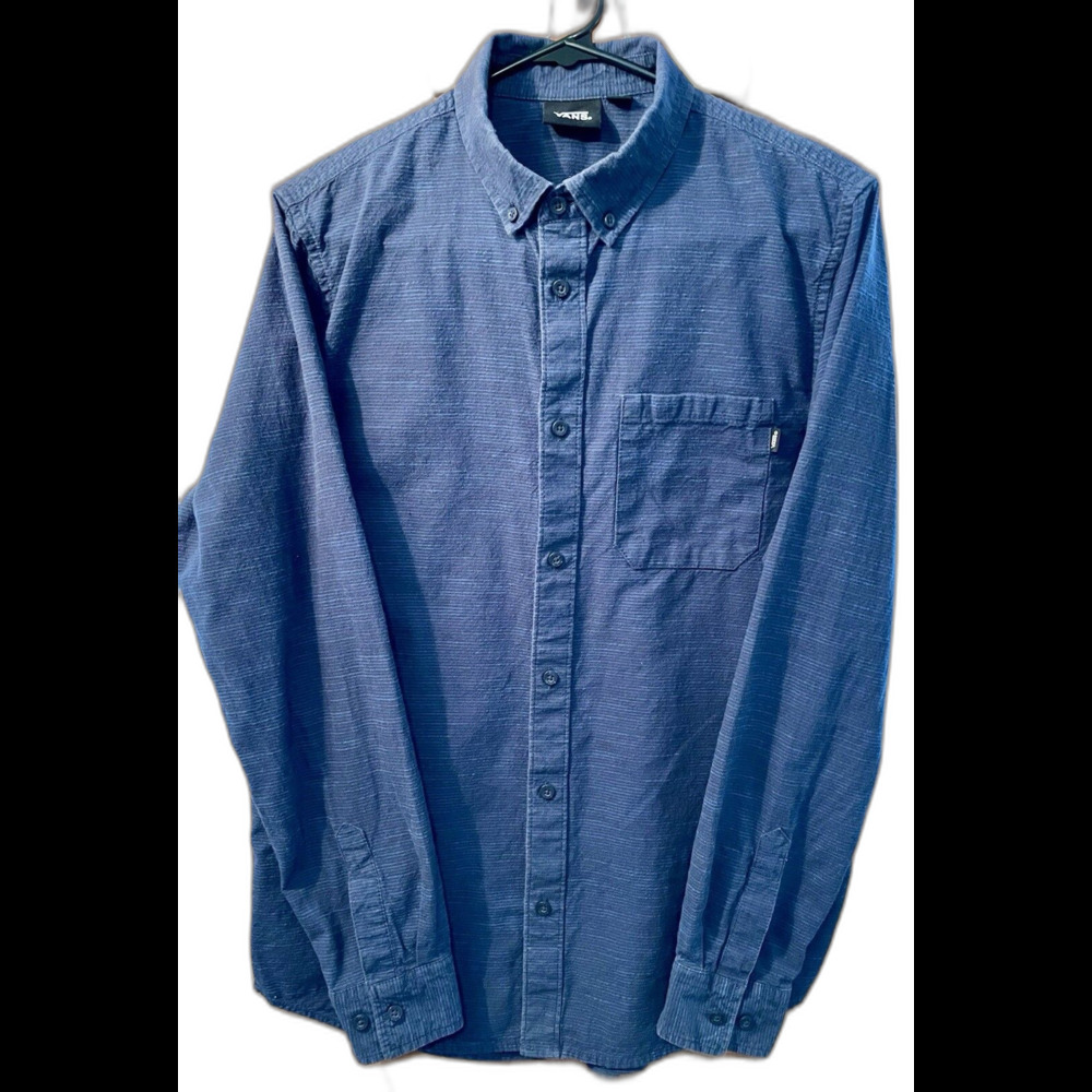 Vans Off The Wall Shirt Men S Blue Long Sleeve Button Up